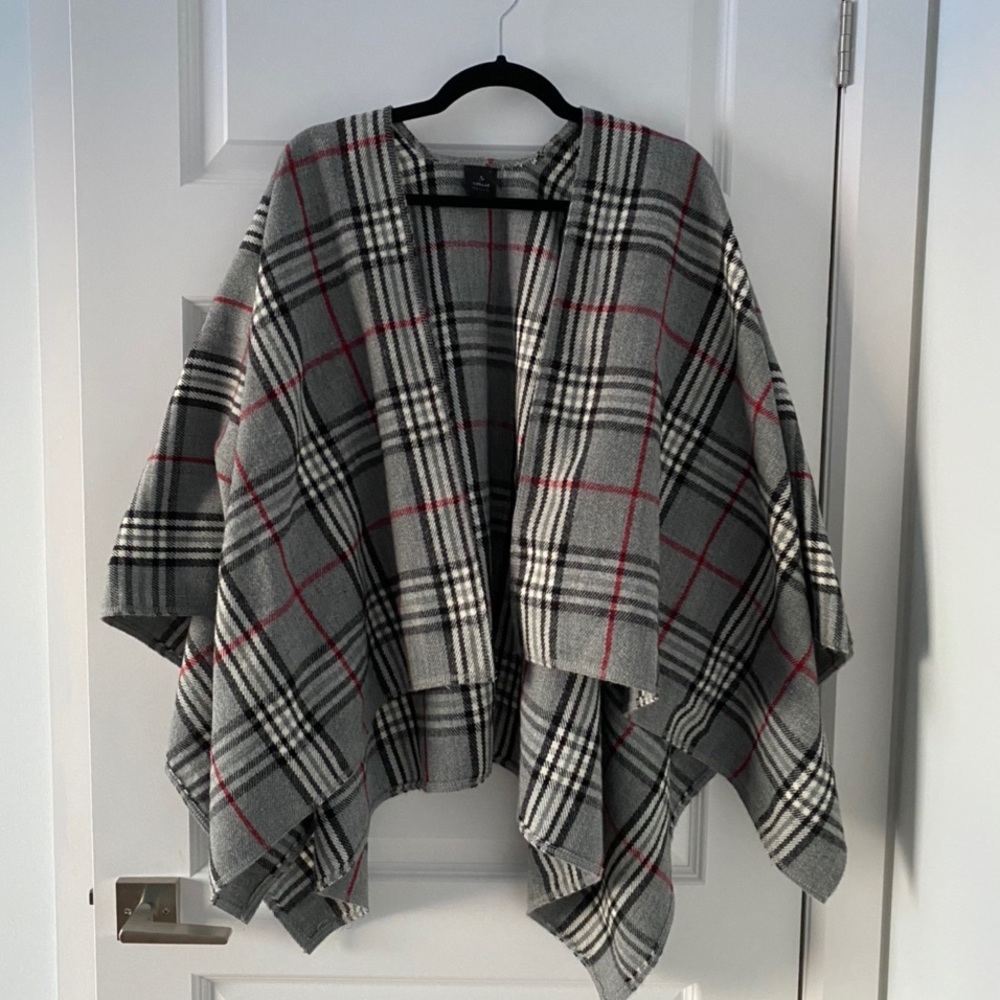 GREY RED PLAID WRAP SCRAF *